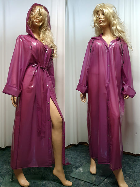 Sehr langer Damenmantel mit Kapuze