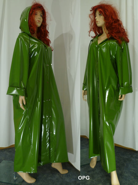 Very long women's coat with a hood