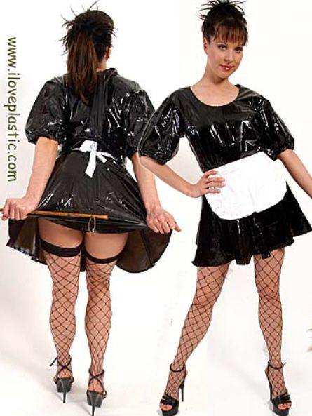 PVC Dienstmädchen-Kleid mit Schürzchen geschweißt - FunPlastic